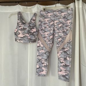 Fabletics pink camo workout set